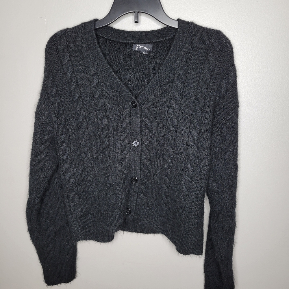 Art Class Black Cable Knit Cardigan Sweater Size Large